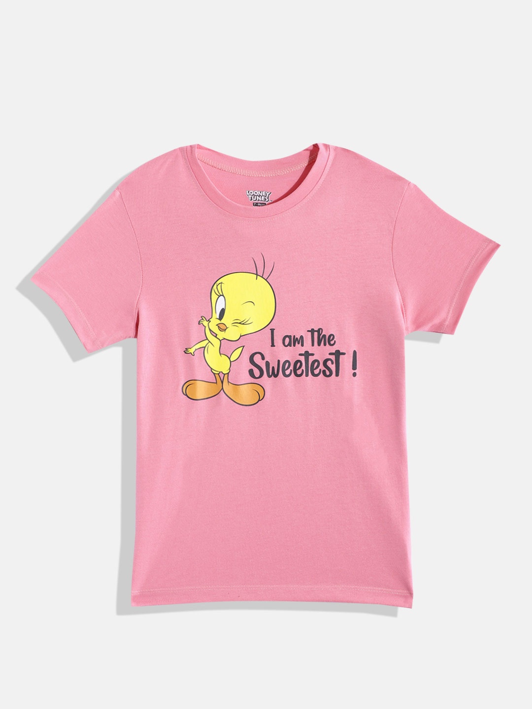 

Eteenz Girls Premium Cotton Tweety Printed T-shirt, Pink