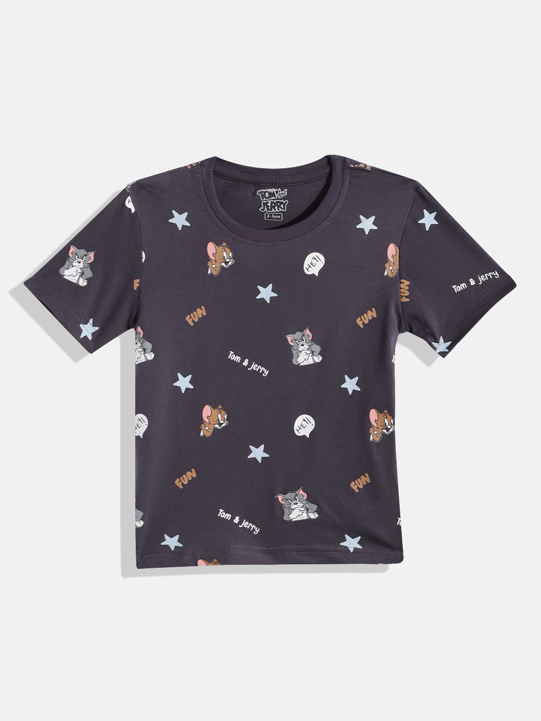 

Eteenz Boys Premium Cotton Tom & Jerry Printed T-shirt, Grey