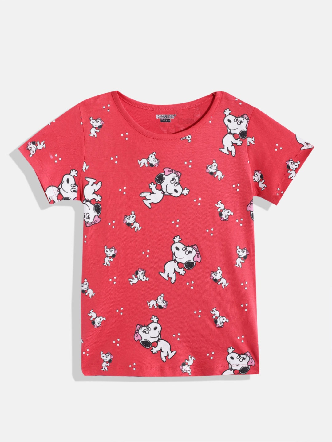 

Eteenz Girls Premium Cotton Snoopy Printed T-shirt, Red