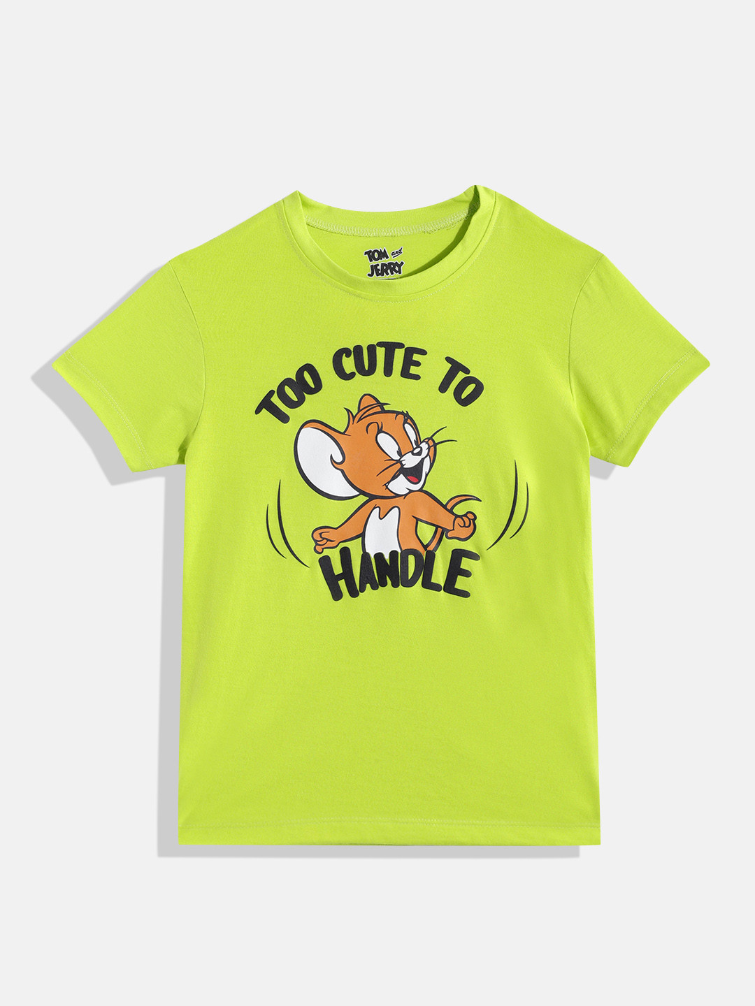 

Eteenz Girls Premium Cotton Tom Jerry Printed T-shirt, Fluorescent green