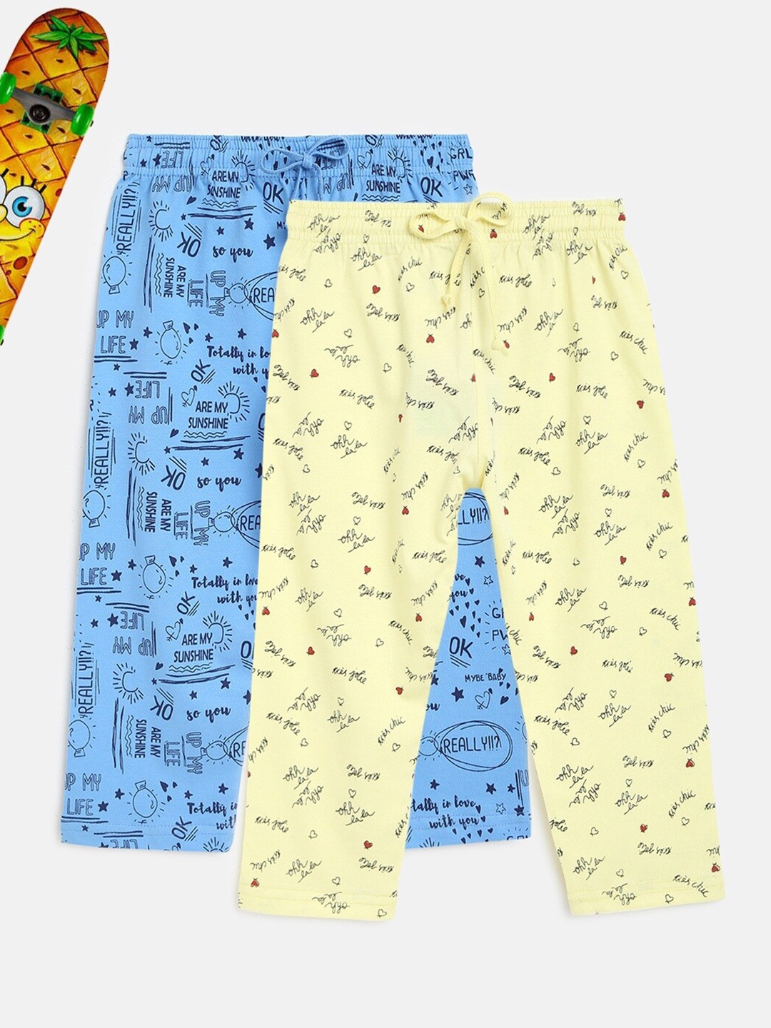 

HOMEGROWN Girls Pack Of 2 Printed Capris, Blue
