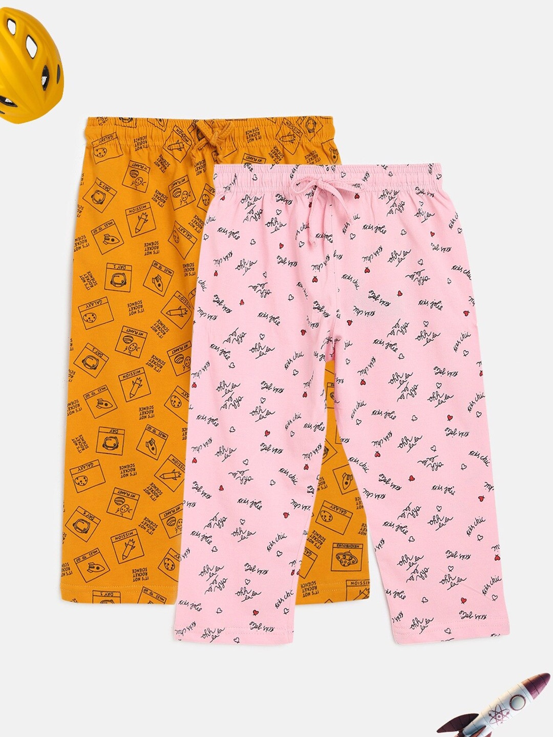 

HOMEGROWN Girls Pack Of 2 Printed Cotton Mid-Rise Capris, Orange