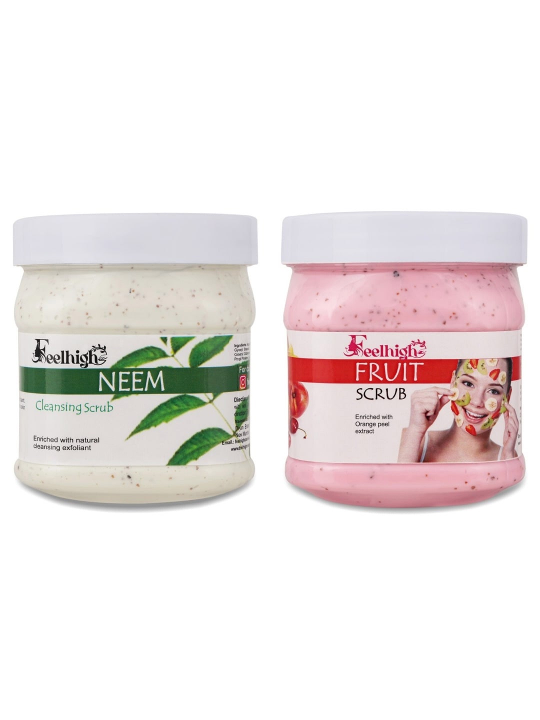 

FEELHIGH 2Pcs Neem Cleansing Scrub & Fruit Face Scrub & Exfoliators 500 ml Each, Multi