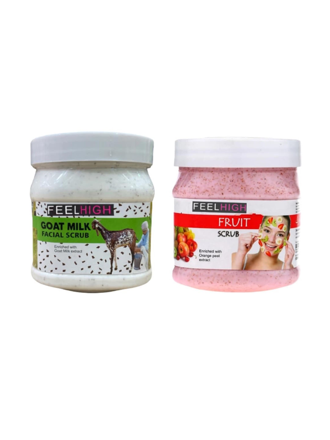 

FEELHIGH Set Of 2 Goat milk Facial Scrub & Fruit Scrub - 500 ml Each, Pink