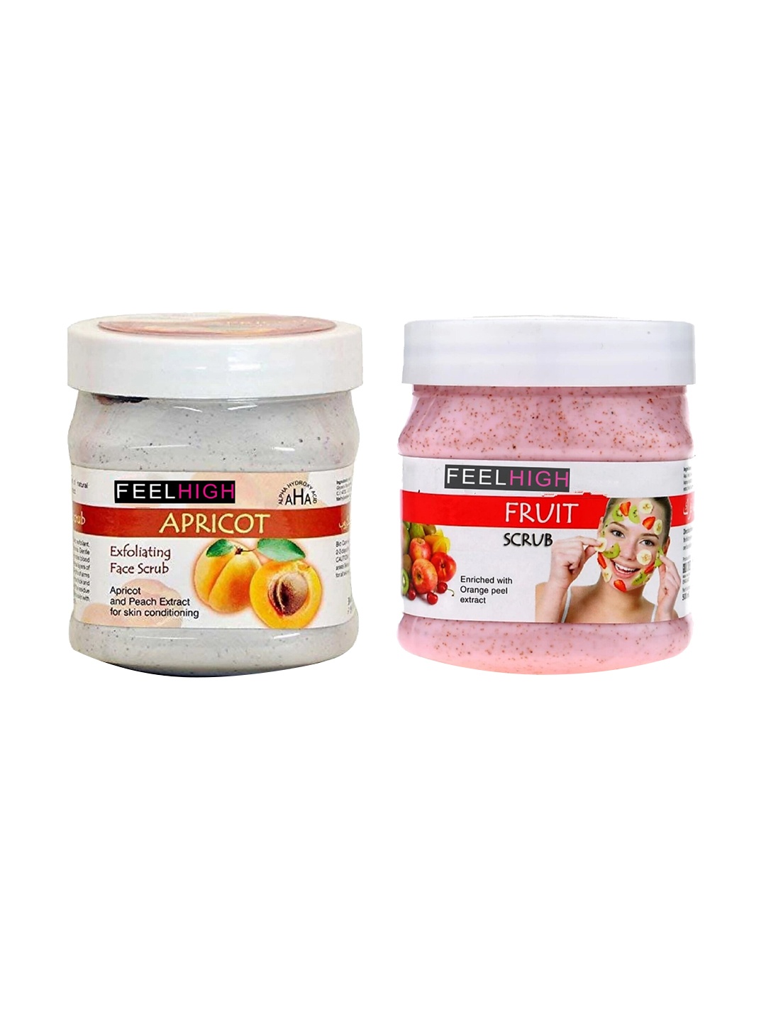 

FEELHIGH 2Pcs Apricot & Mixfruit Face Scrub & Exfoliators 500 ml Each, Multi