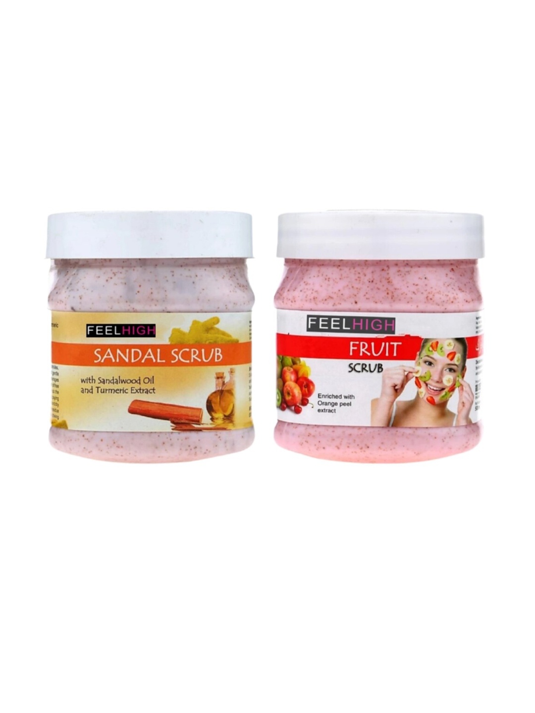 

FEELHIGH Set Of 2 Sandal Scrub & Fruit Scrub - 500 ml Each, Pink