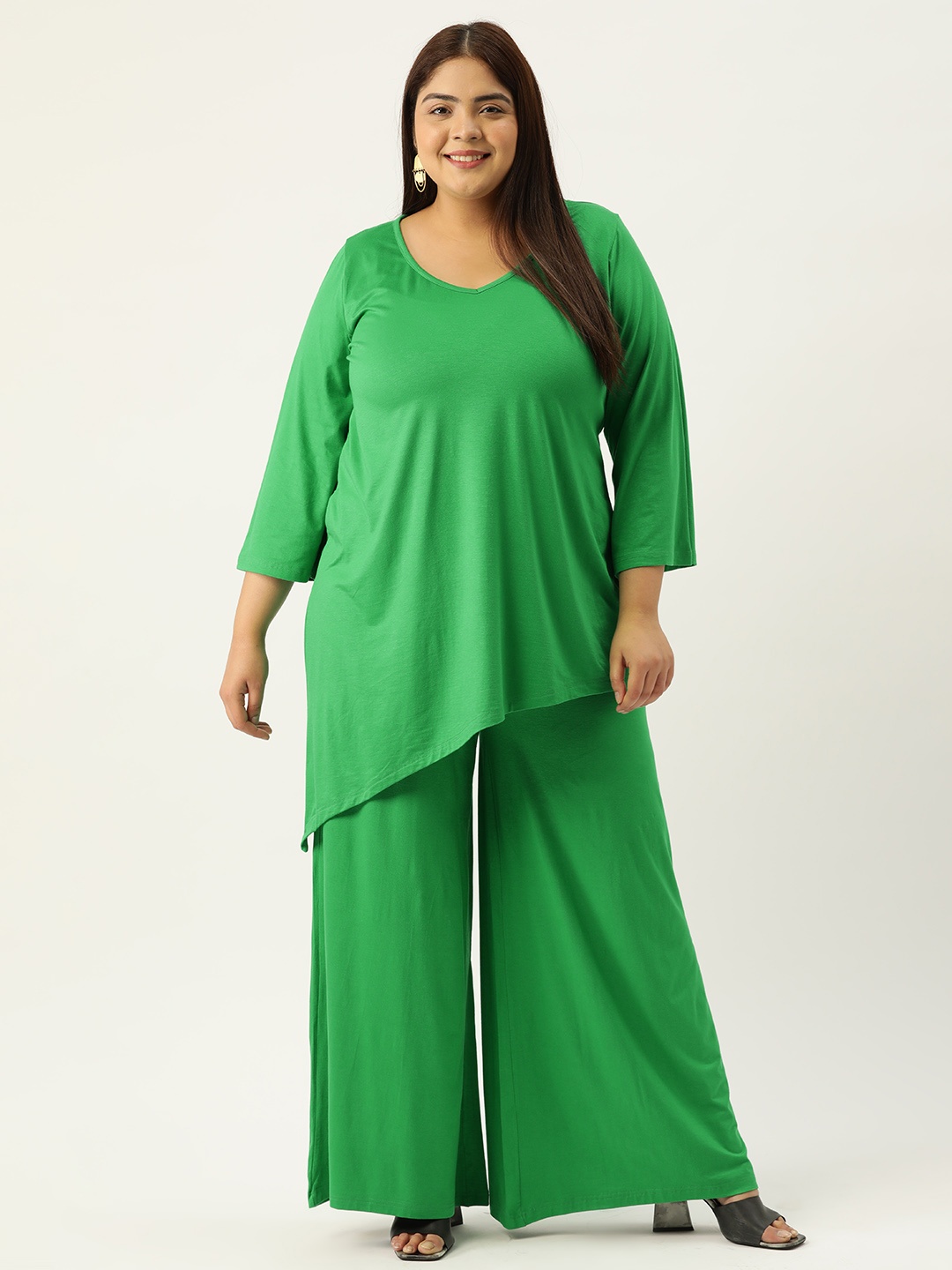 

theRebelinme Plus Size Top with Palazzos, Green
