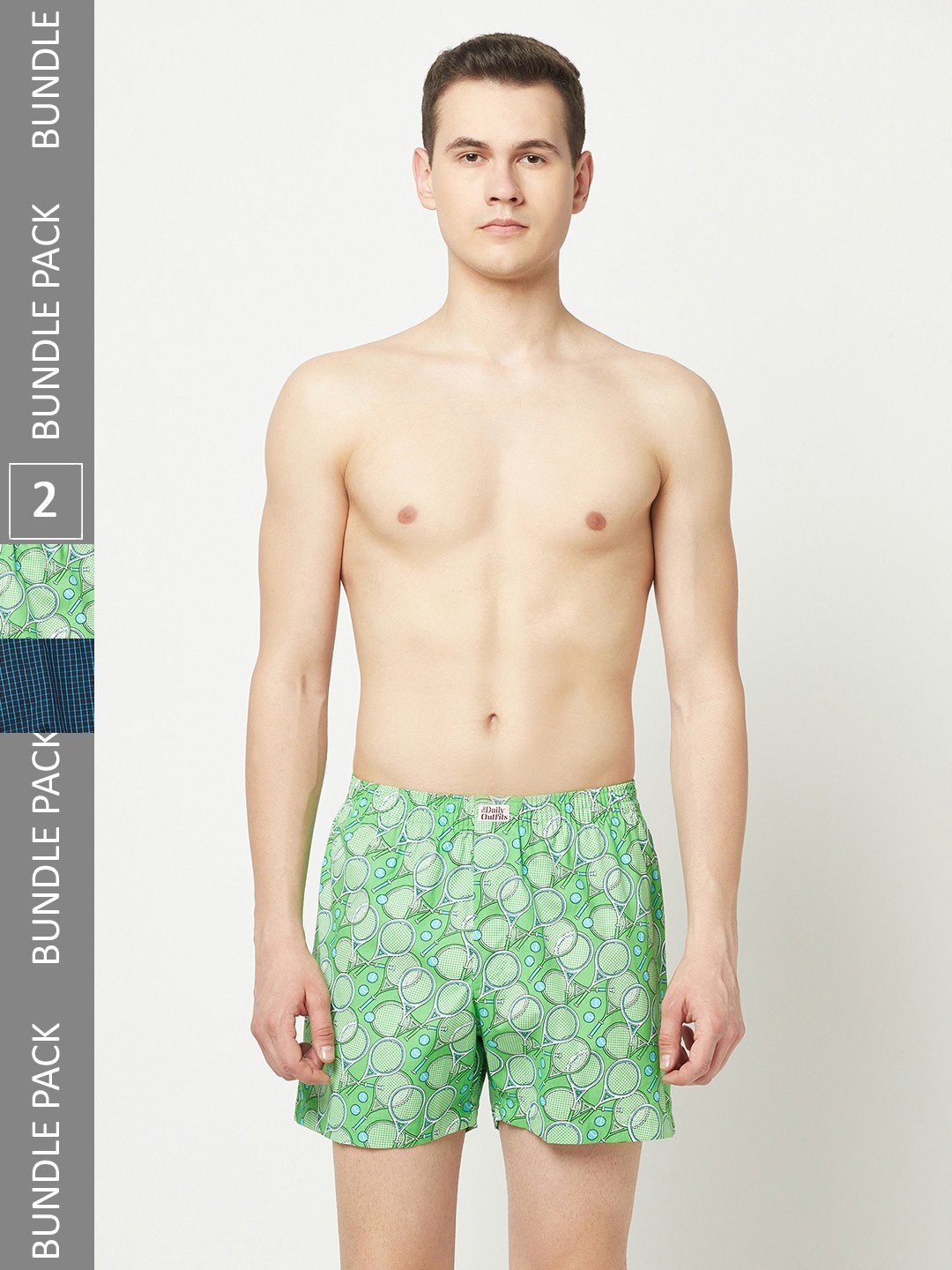 

THE DAILY OUTFITS Pack Of 2 Tennis Printed Cotton Boxers, Navy blue