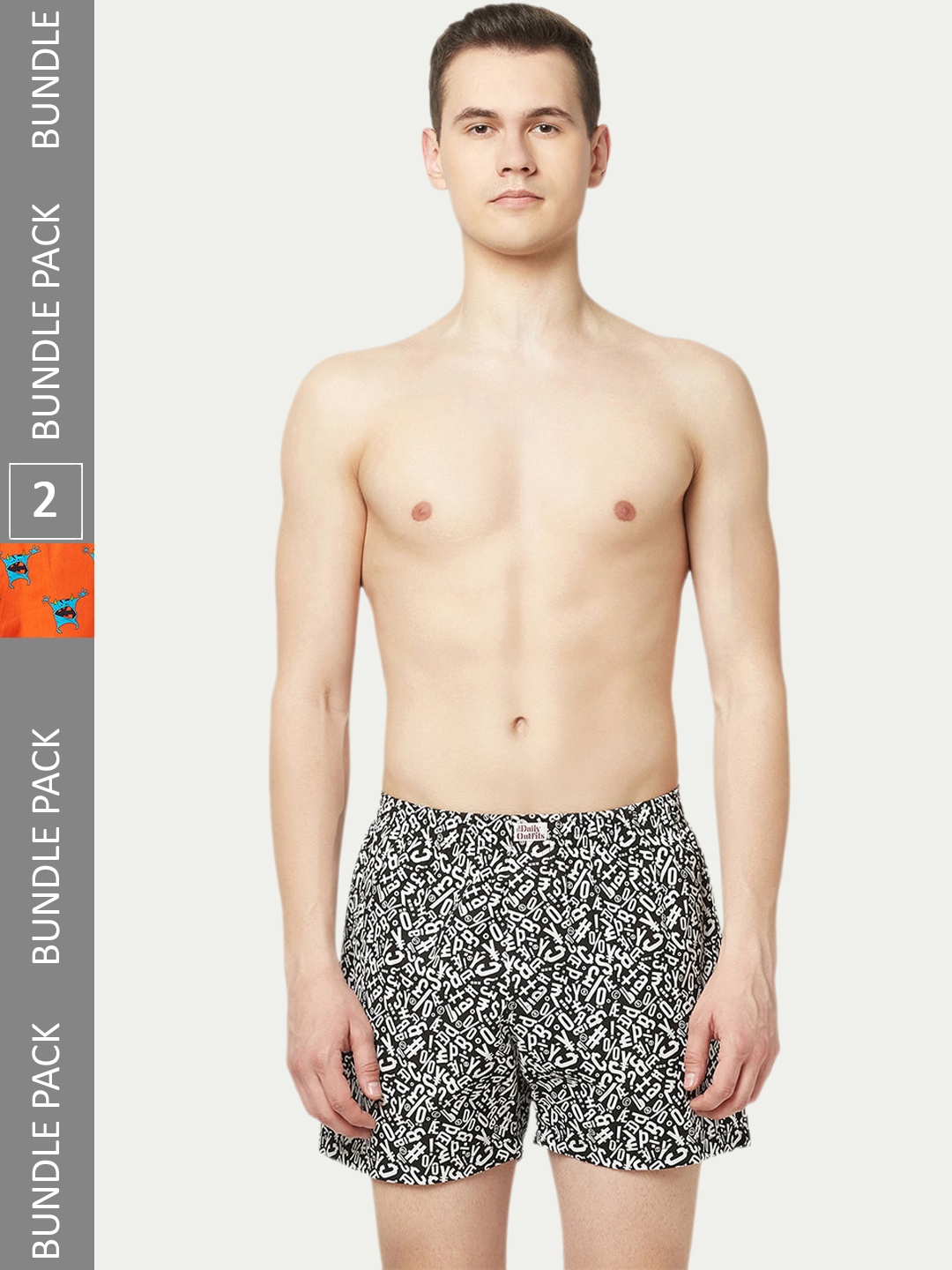 

THE DAILY OUTFITS Pack Of 2 Monster Printed Pure Cotton Boxers, Orange
