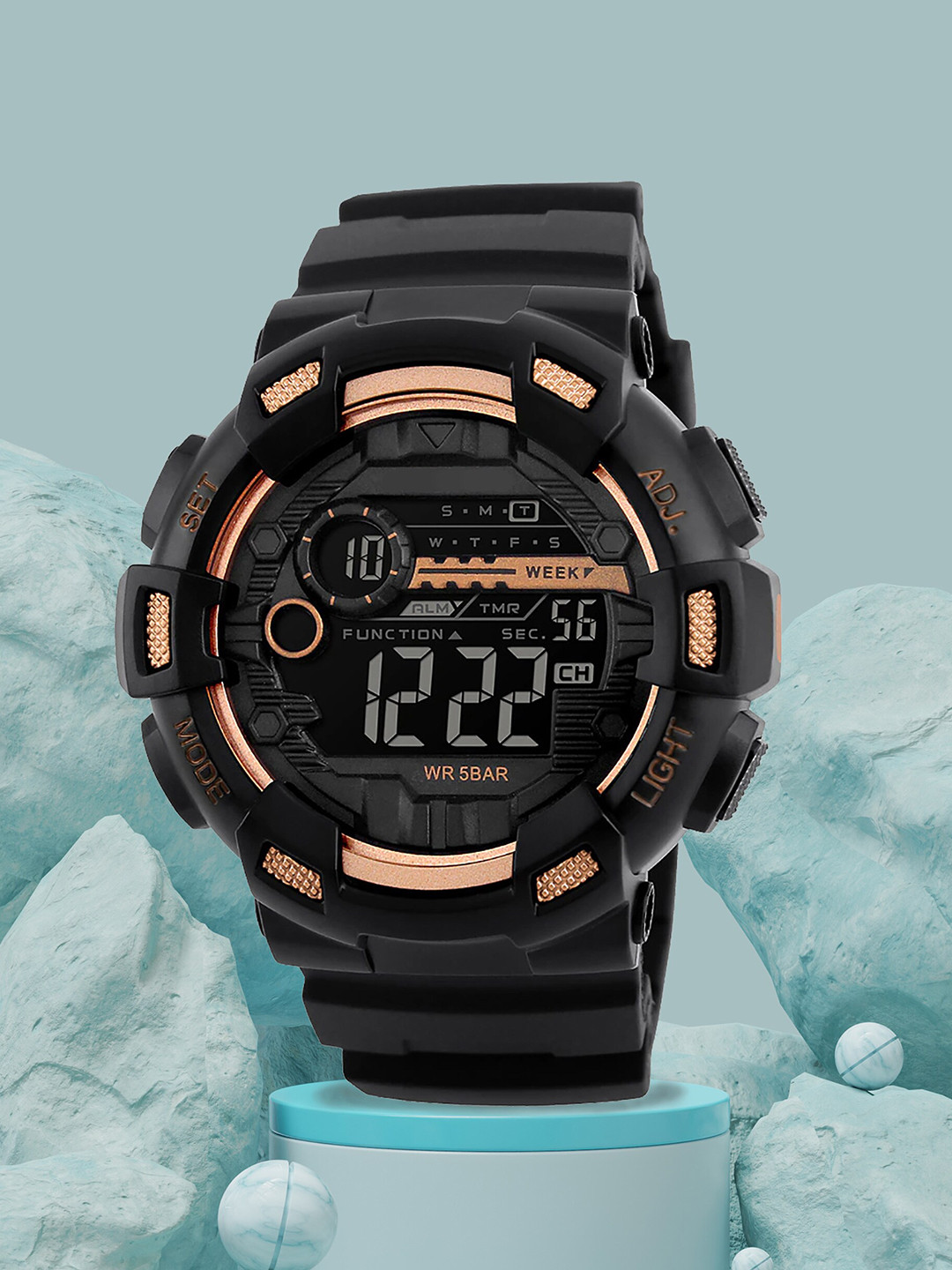 

Shocknshop Men Black Printed Dial & Black Straps Digital Multi Function Watch SK17Gold