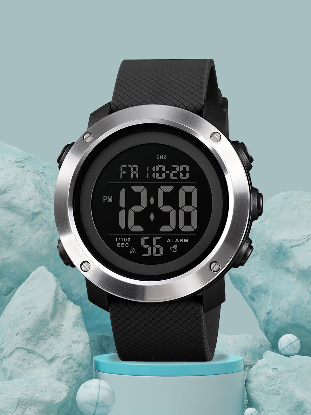 

Shocknshop Men Digital Multi Function Watch SK13BlackSilver, Black