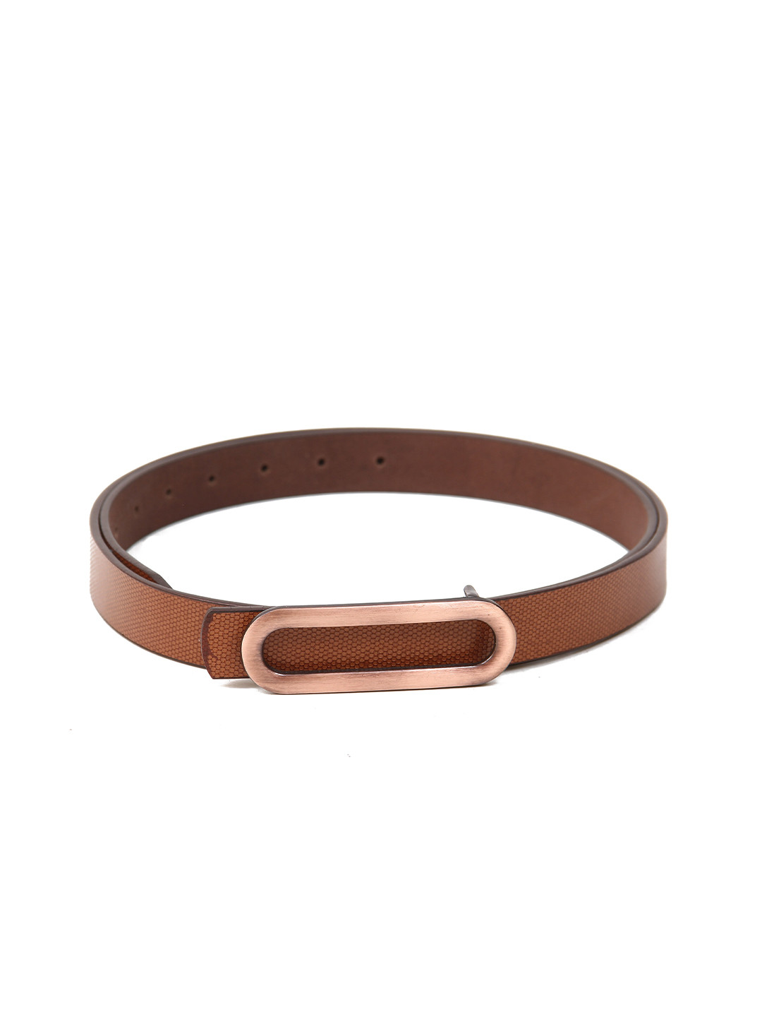 

Calvadoss Textured Leather Slim Belt, Tan