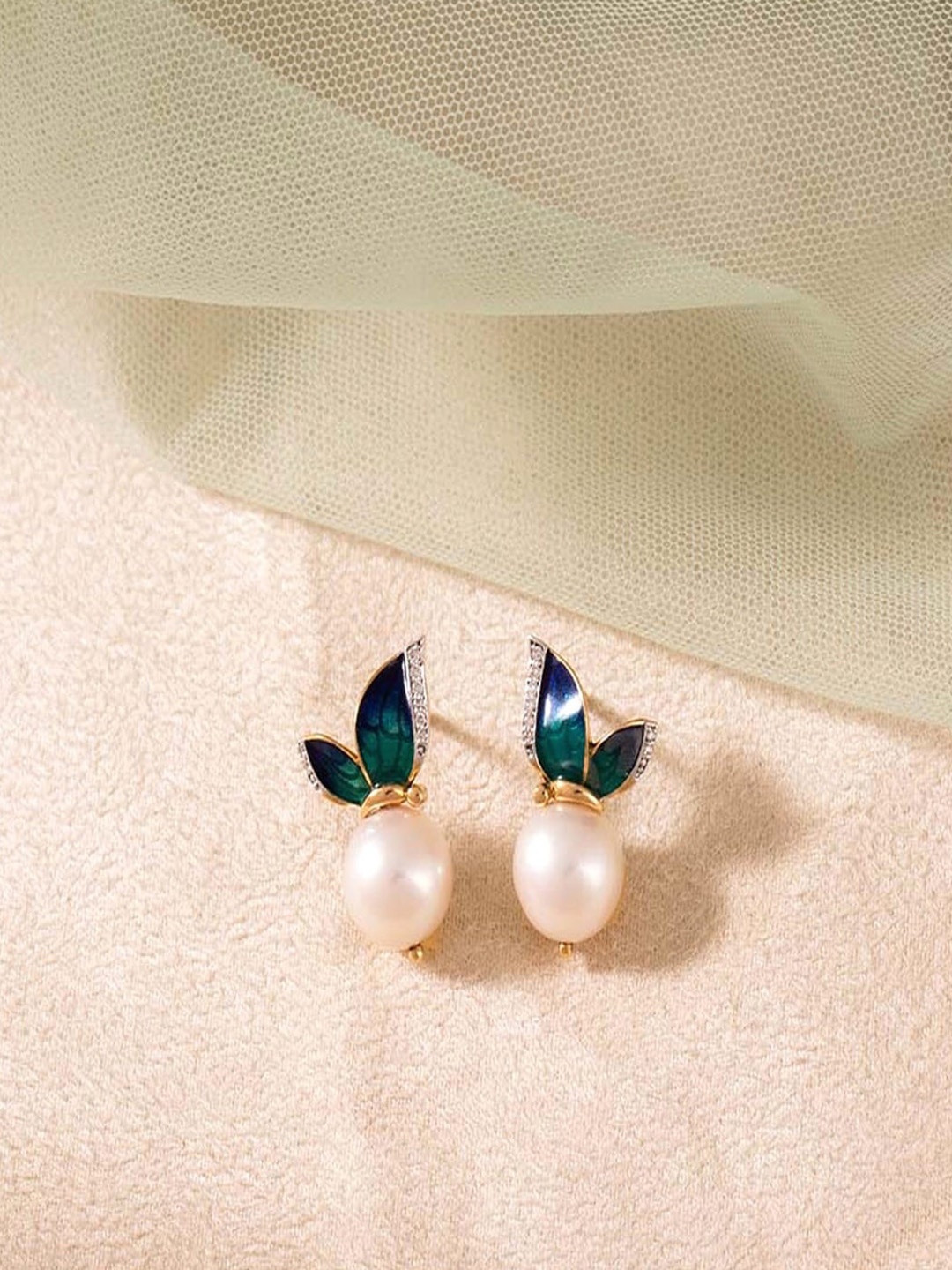 

UNIVERSITY TRENDZ Gold-Plated Butterfly Beaded Studs Earrings