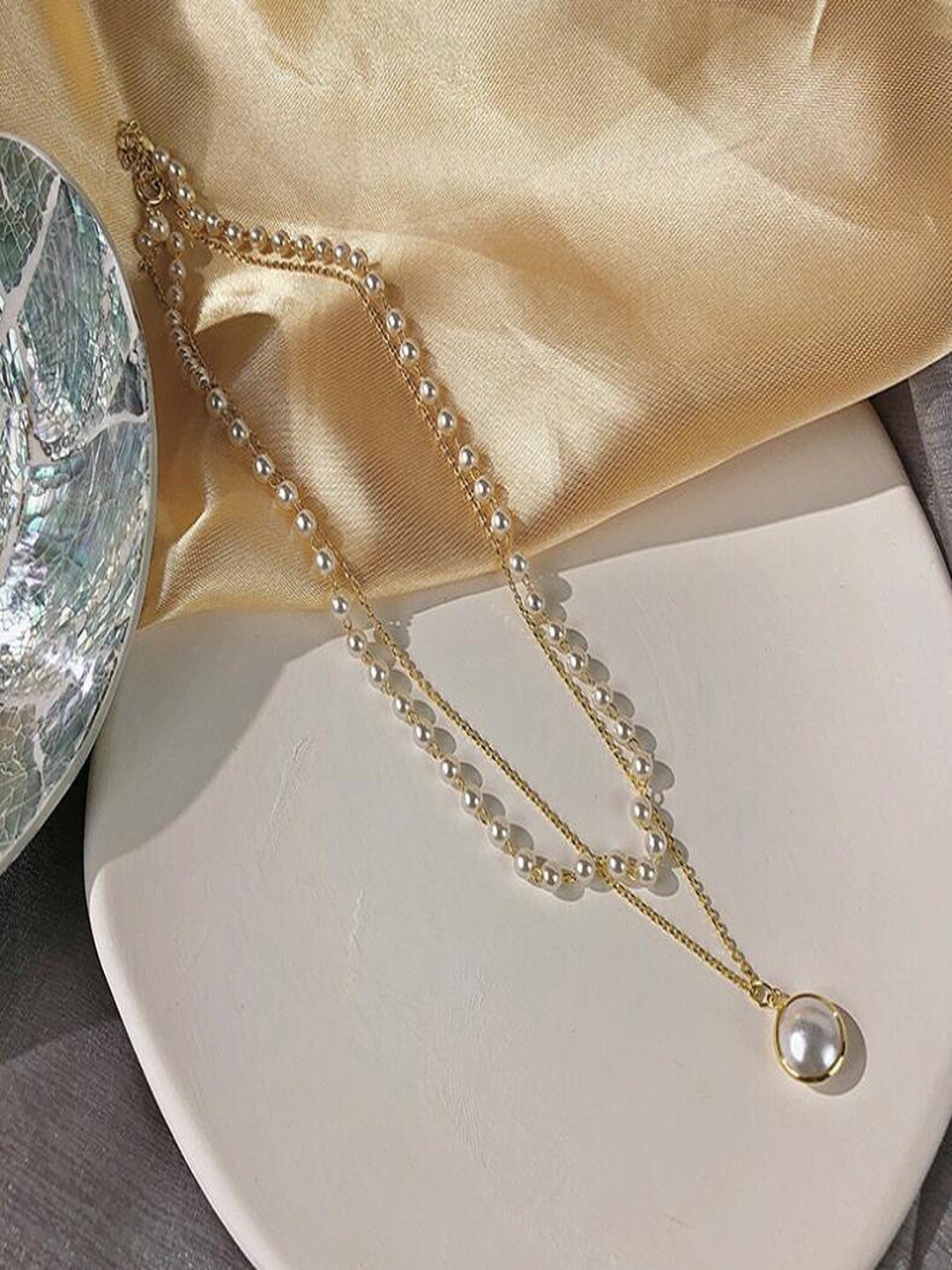 

UNIVERSITY TRENDZ Gold-Plated Beaded Layered Necklace