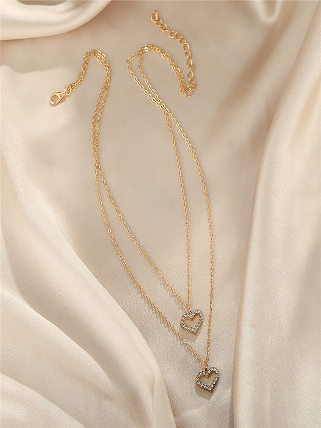 

UNIVERSITY TRENDZ Gold-Plated Layered Heart Necklace
