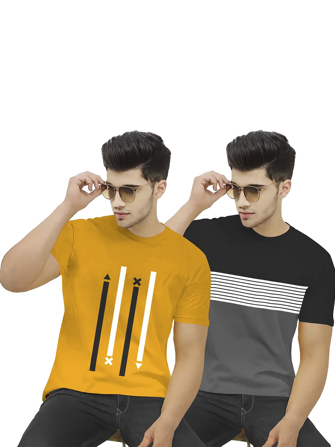 

BLIVE Pack of 2 Round Neck T-shirts, Yellow