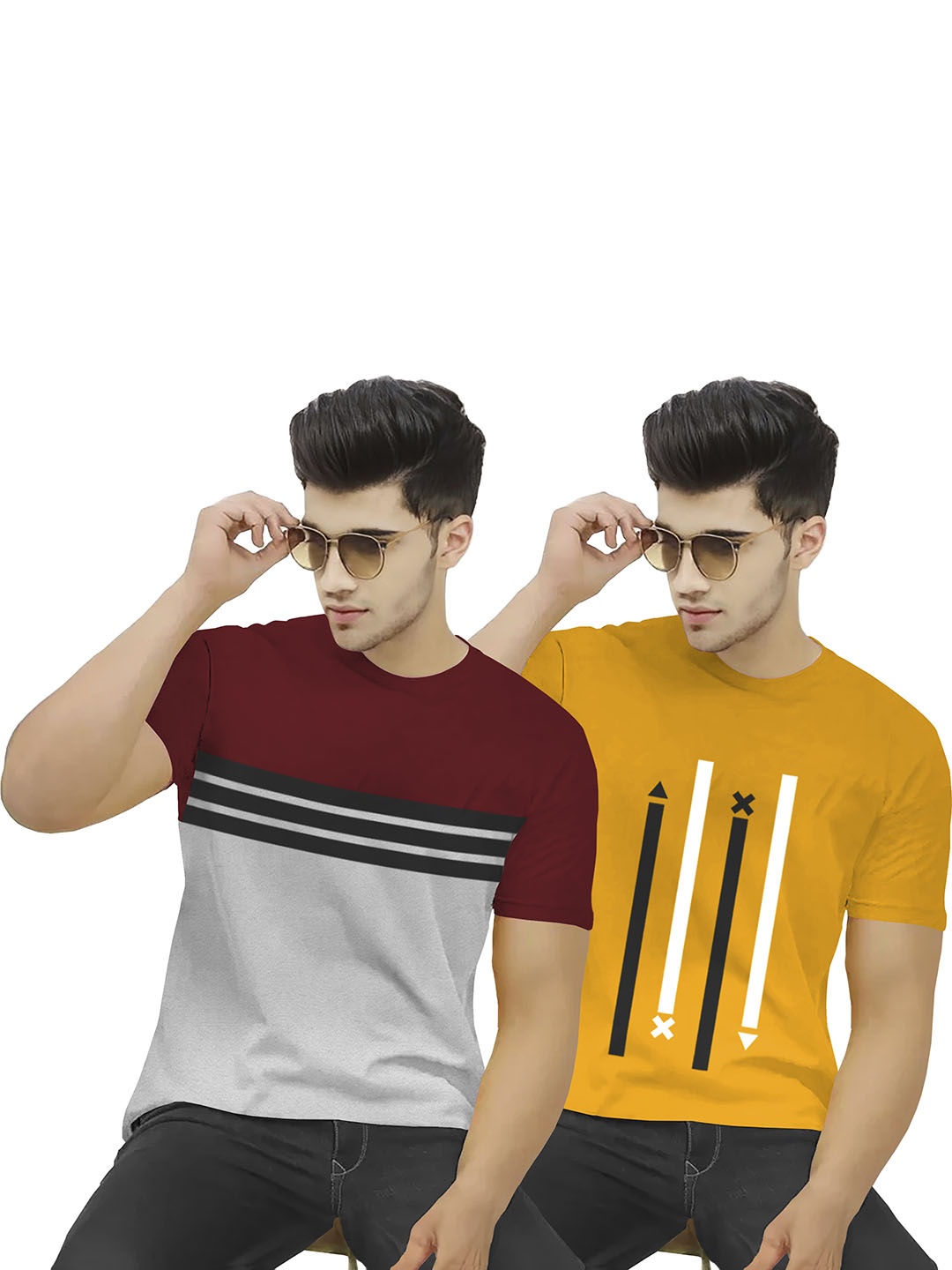 

BLIVE Pack Of 2 Colourblocked T-shirt, Grey