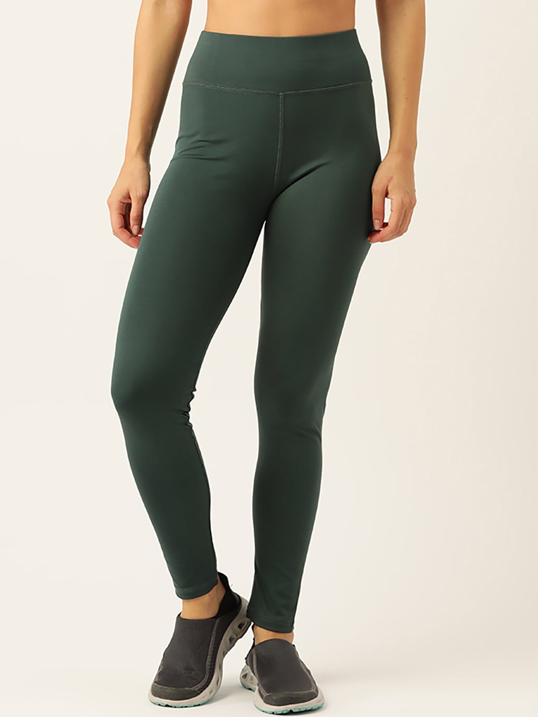 

Kotty Women Slim-Fit Ankle-Length Training or Gym Tights, Green