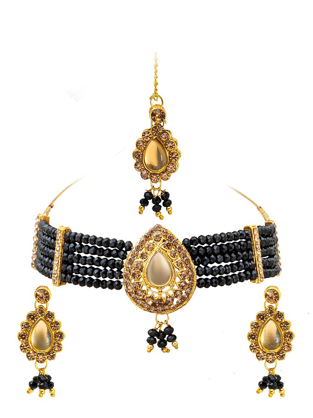 

Shining Jewel - By Shivansh Gold-Plated CZ-Studded Choker Jewellery Set