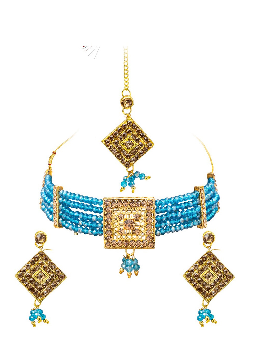 

Shining Jewel - By Shivansh Gold-Plated Kundan-Studded & Beaded Jewellery Set