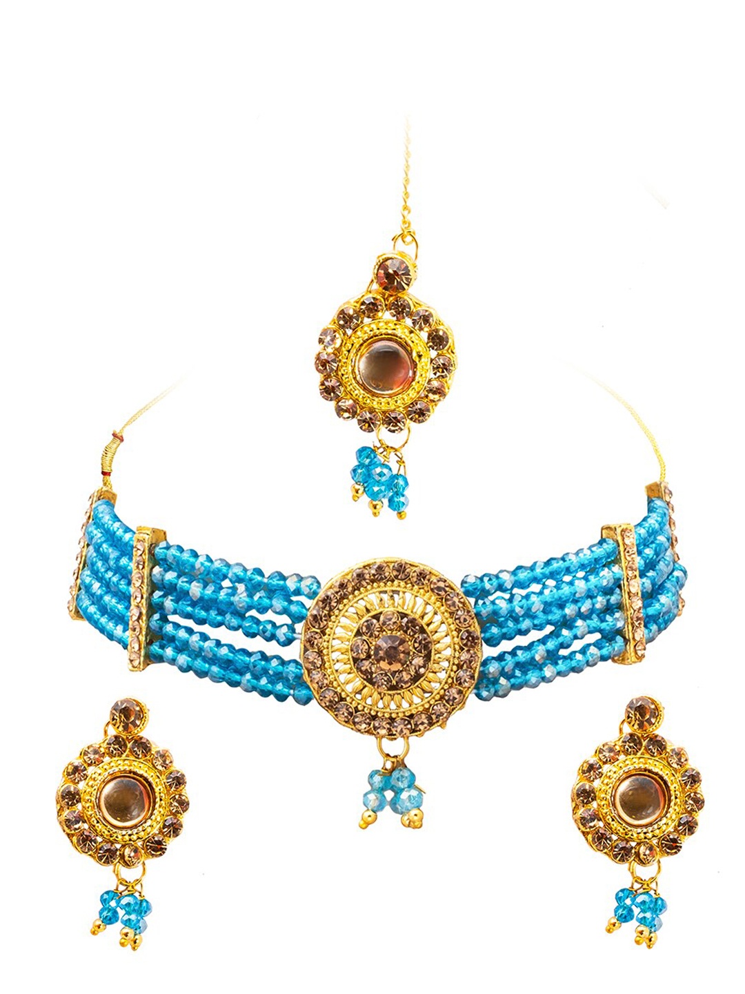 

Shining Jewel - By Shivansh Gold-Plated Kundan-Studded & Pearl Beaded Jewellery Set