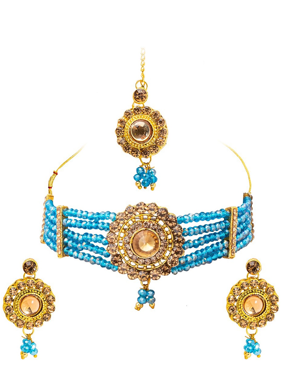 

Shining Jewel - By Shivansh Gold-Plated CZ-Studded Jewellery Set