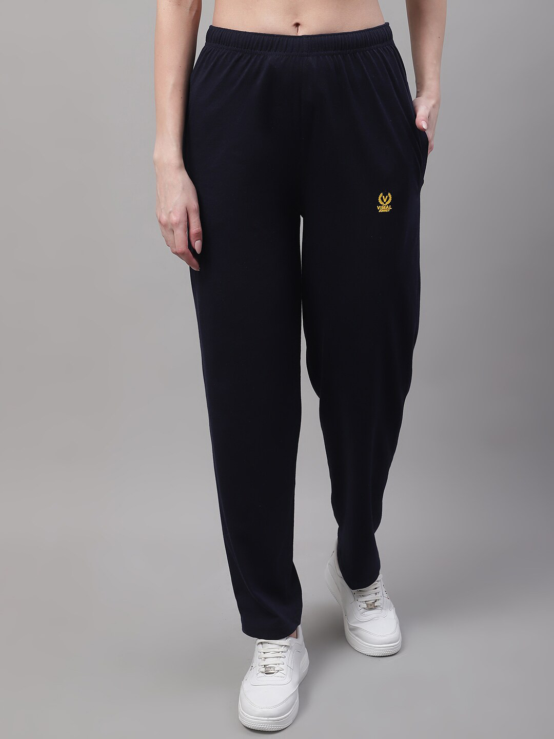 

VIMAL JONNEY Women Cotton Sports Track Pants, Navy blue
