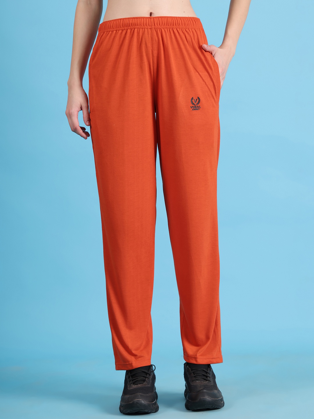 

MACK JONNEY Women Cotton Sports Track Pants, Orange