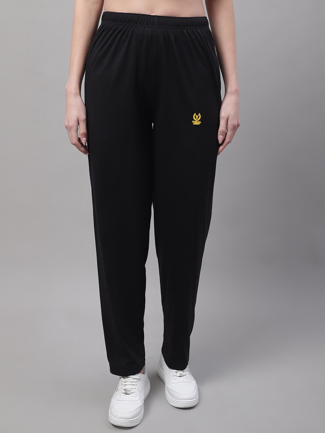 

VIMAL JONNEY Women Mid-Rise Cotton Sports Track Pant, Black