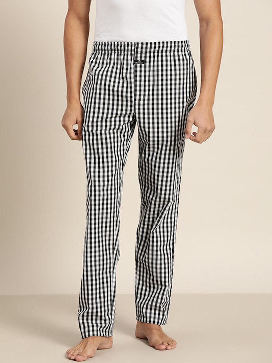 

Hancock Men Checked Cotton Lounge Pants, Black