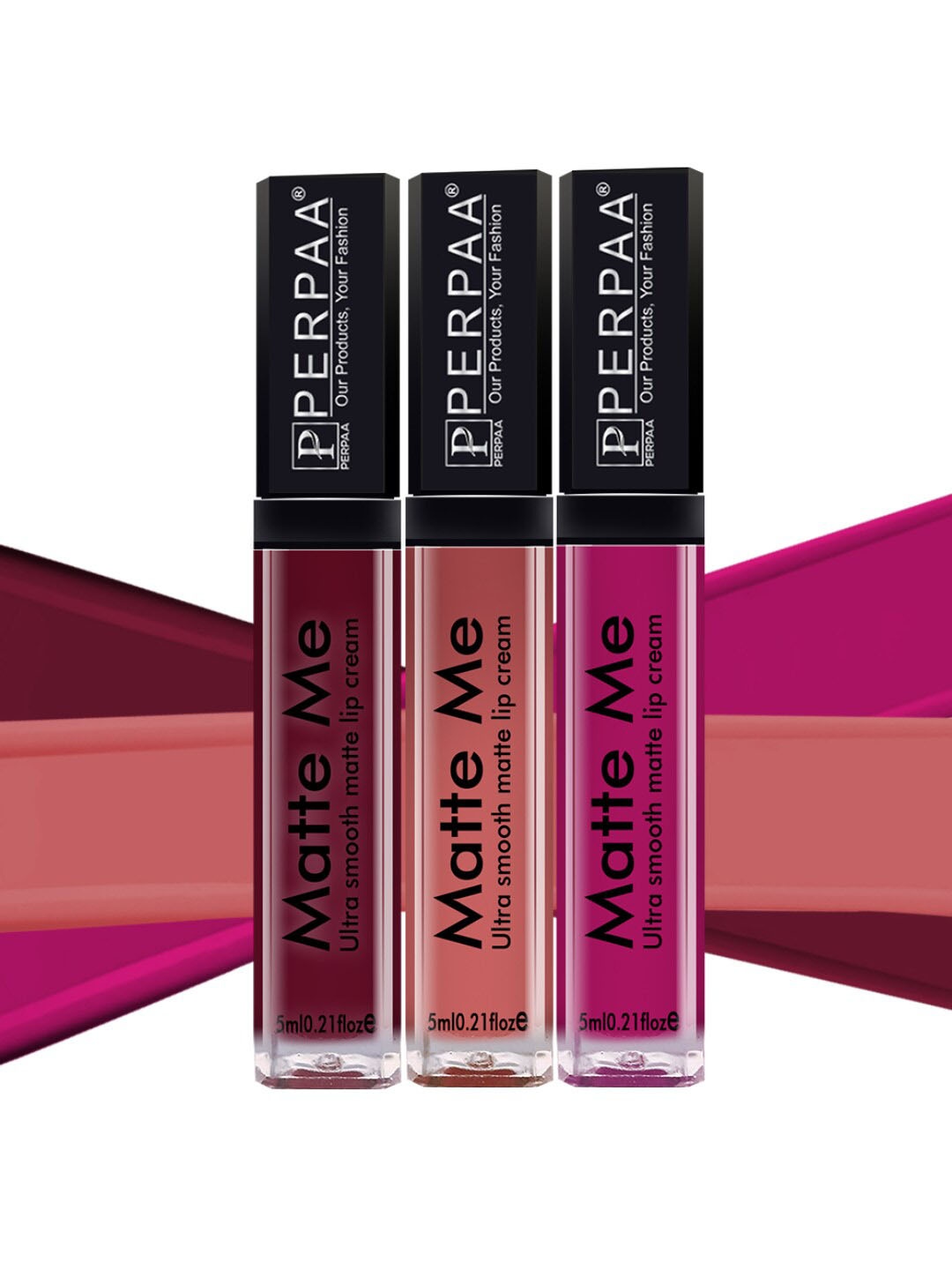 

PERPAA Set of 3 Matte Me Ultra Smooth Lip Creams - 5 ml Each, Maroon