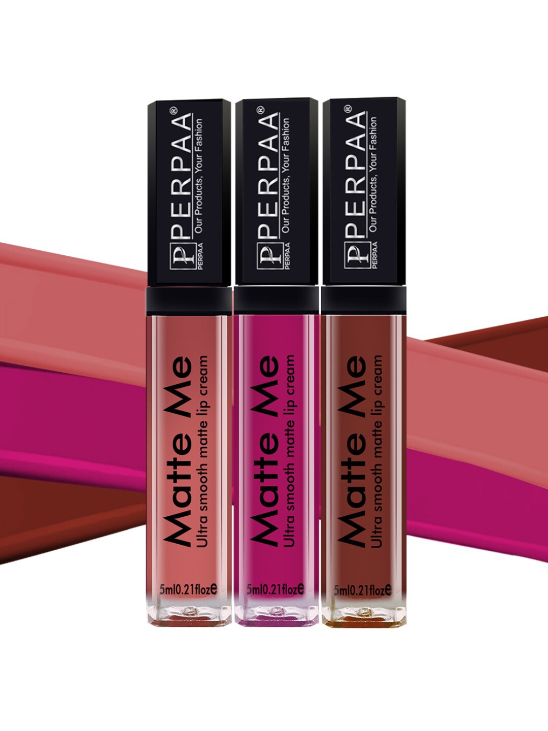 

PERPAA Set of 3 Matte Me Ultra Smooth Lip Creams - 5 ml Each, Nude