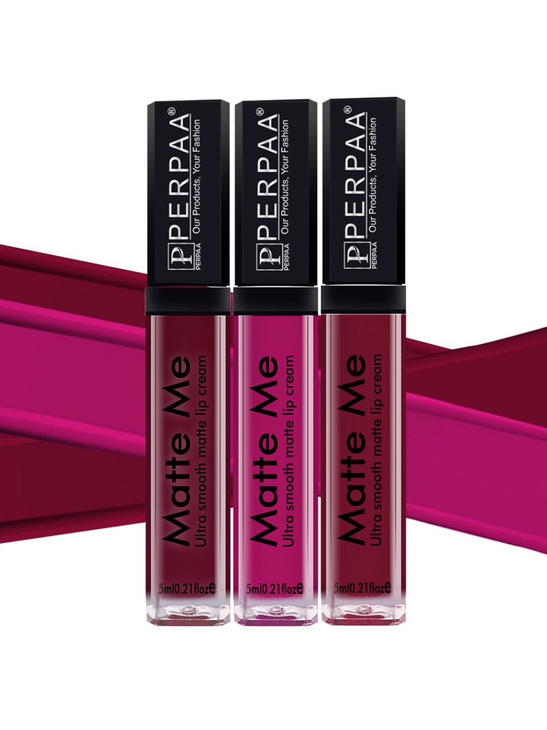

PERPAA Set of 3 Matte Me Ultra Smooth Lip Creams - 5 ml Each, Maroon