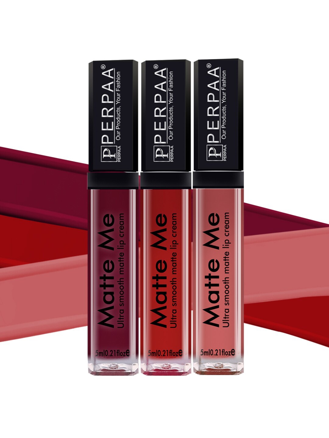 

PERPAA Set of 3 Matte Me Ultra Smooth Lip Creams - 5 ml Each, Nude