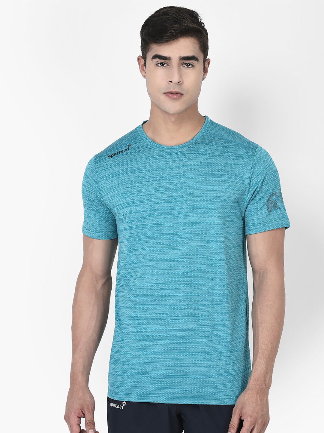 

SPORT SUN Dri-FIT Self Design Round Neck Sports T-Shirt, Blue