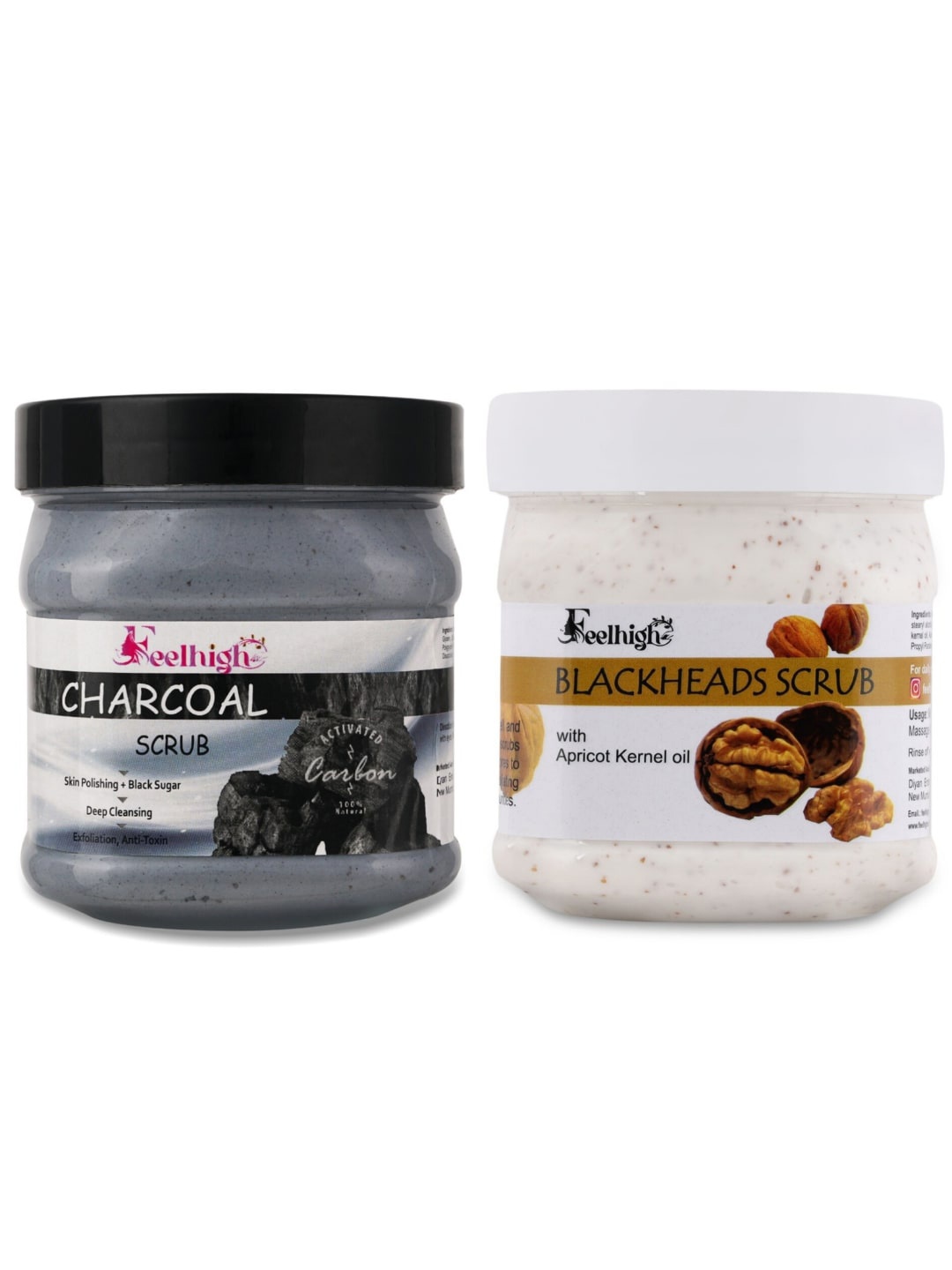 

FEELHIGH 2Pcs Blackhead Scrub & Charcoal Face Scrub & Exfoliators 500 ml Each, Multi
