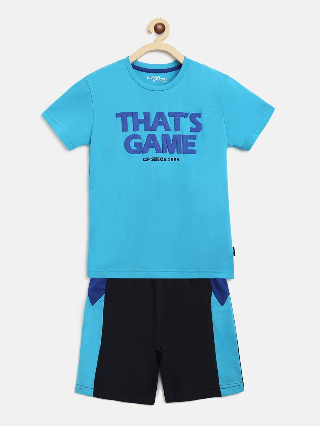 

Lil Tomatoes Boys Typography Printed Night Suit, Blue