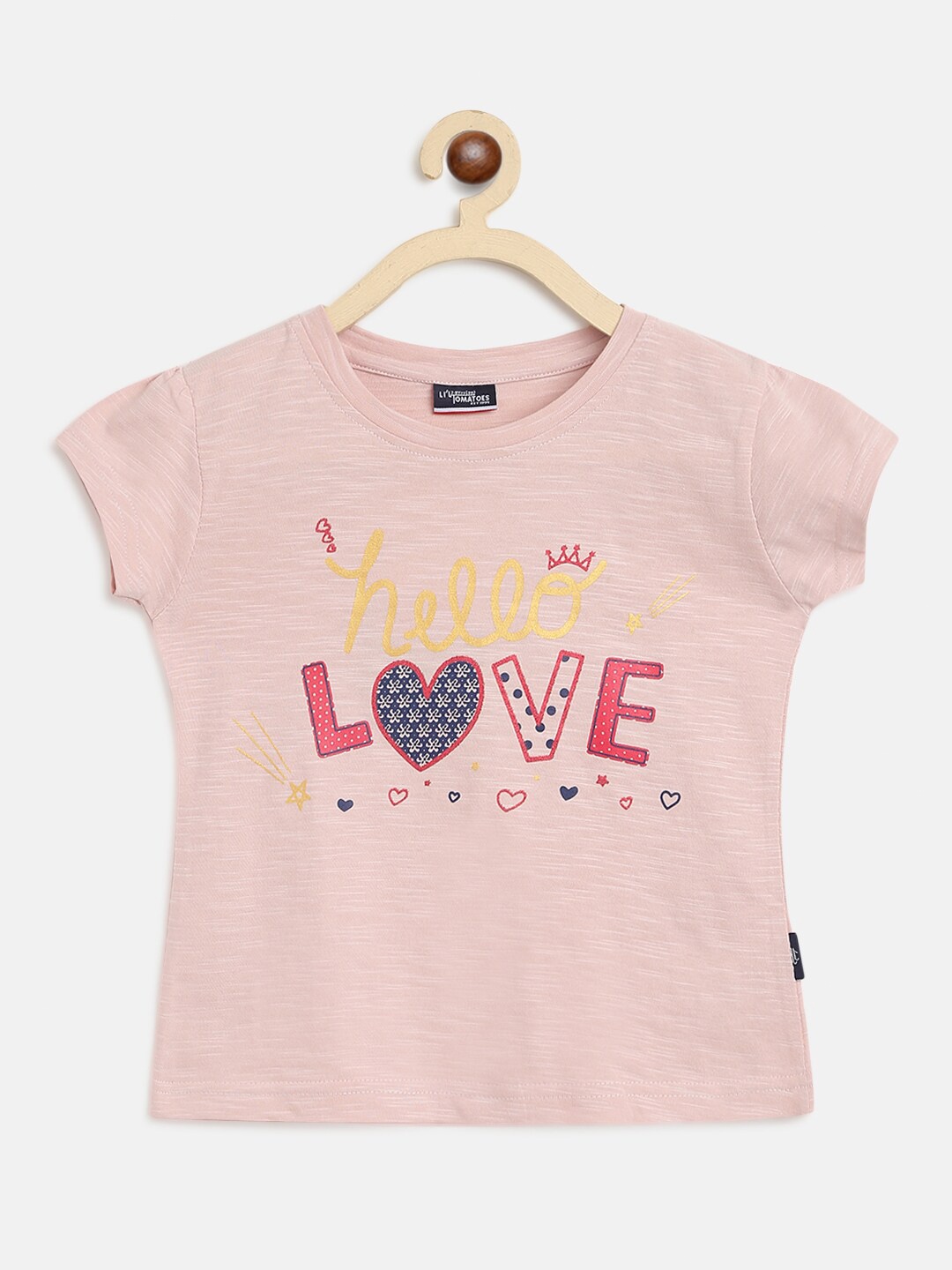 

Lil Tomatoes Girls Typography Printed Cotton T-shirt, Peach