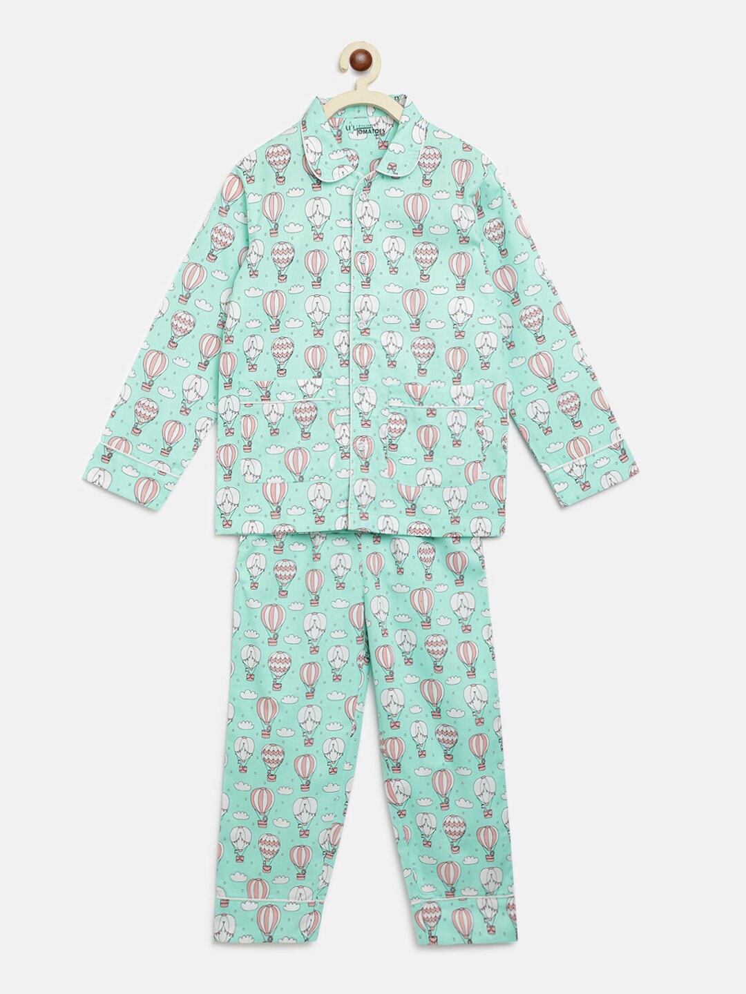 

Lil Tomatoes Boys Conversational Printed Night Suit, Sea green