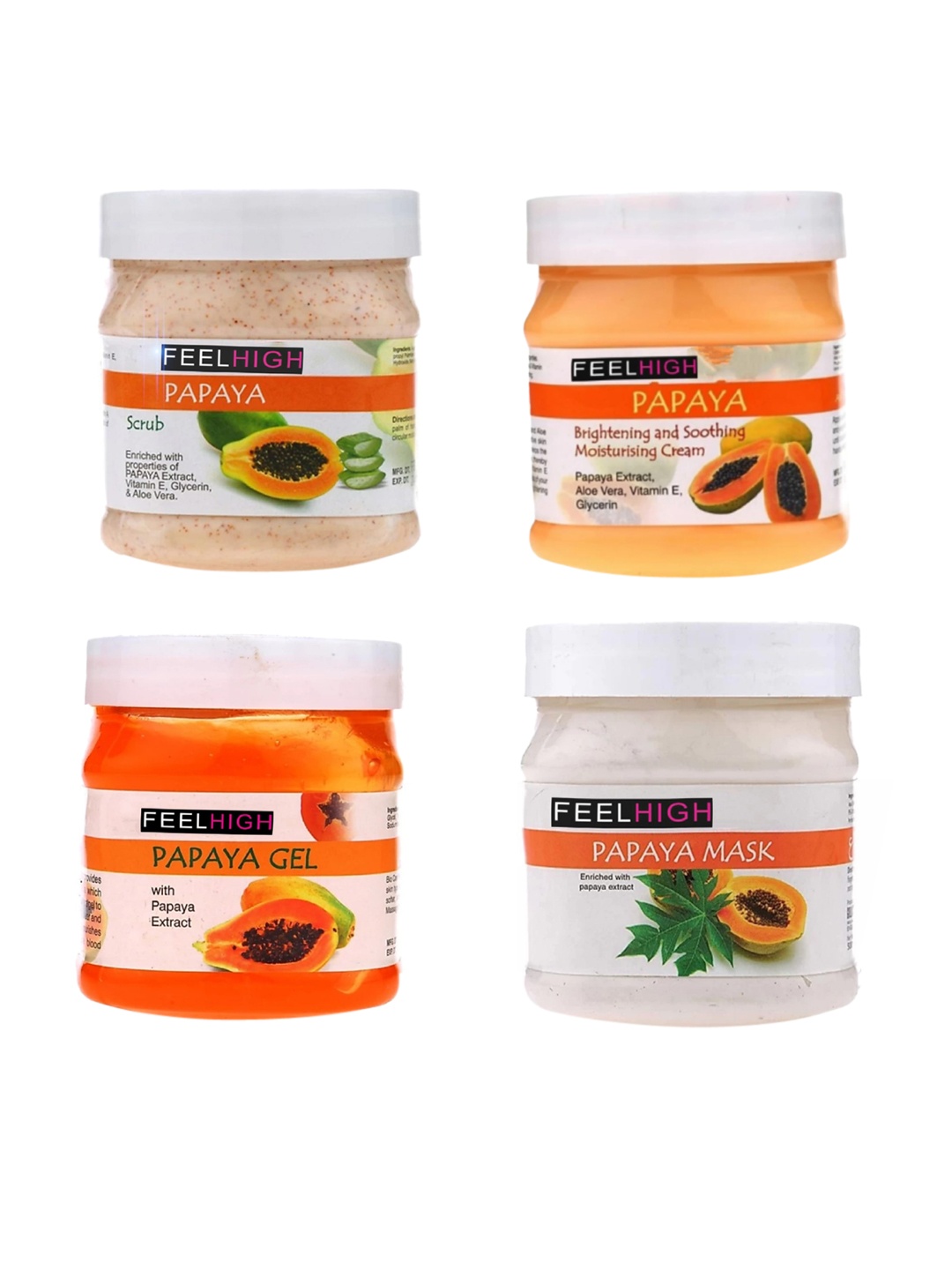 

FEELHIGH Set Of 4 Papaya Face & Body Care Products Facial kit-500 ml Each, Orange