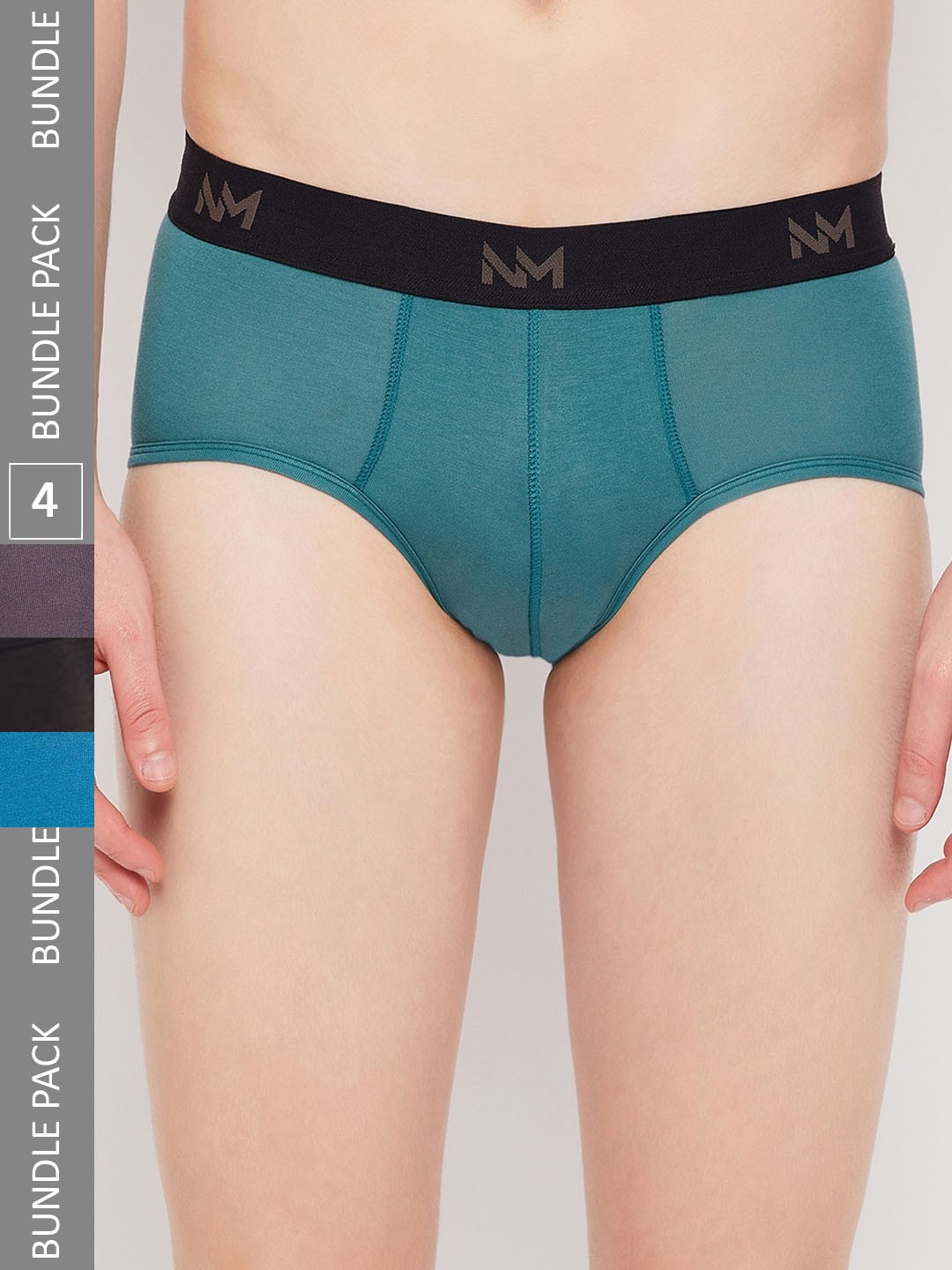 

NEVA Men Pack Of 4 Modal Highly Breathable Super Absorbent Anti-Microbial Basic Briefs, Black