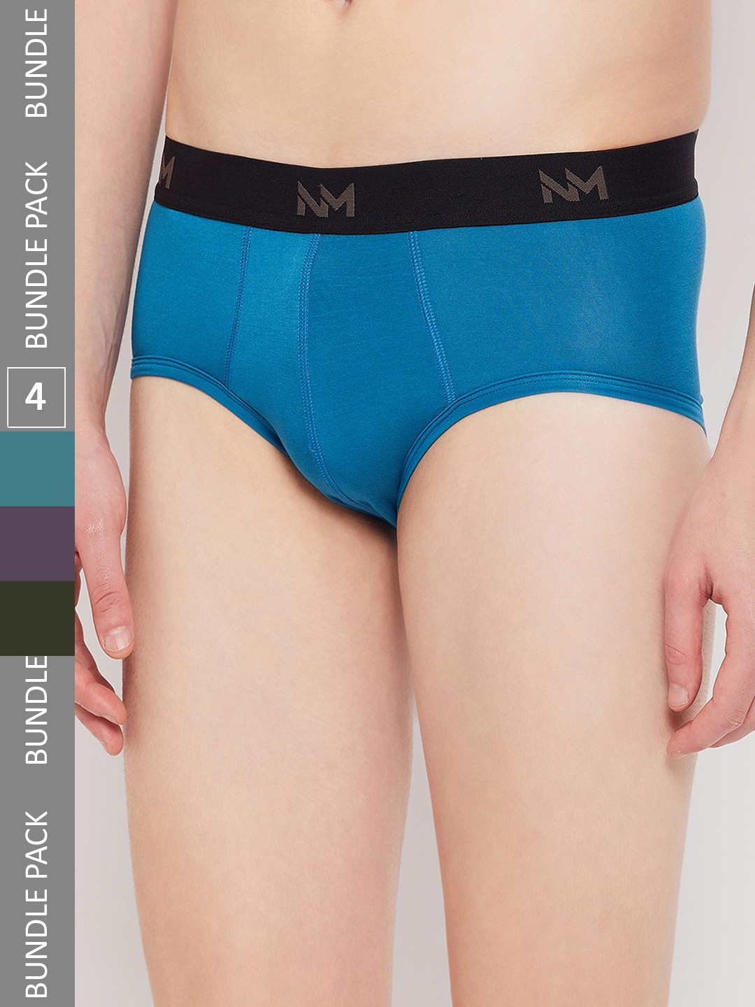 

NEVA Men Pack Of 4 Modal Highly Breathable Super Absorbent Anti-Microbial Basic Briefs, Blue