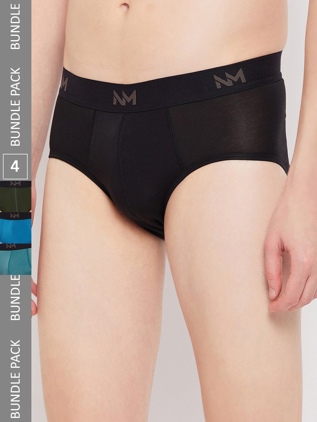 

NEVA Men Pack Of 4 Anti Microbial Durable Basic Cotton Briefs, Black
