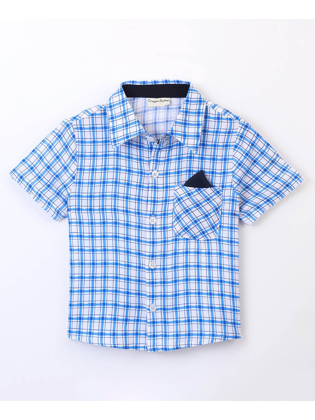 

CrayonFlakes Boys Checked Cotton Casual Shirt, Blue