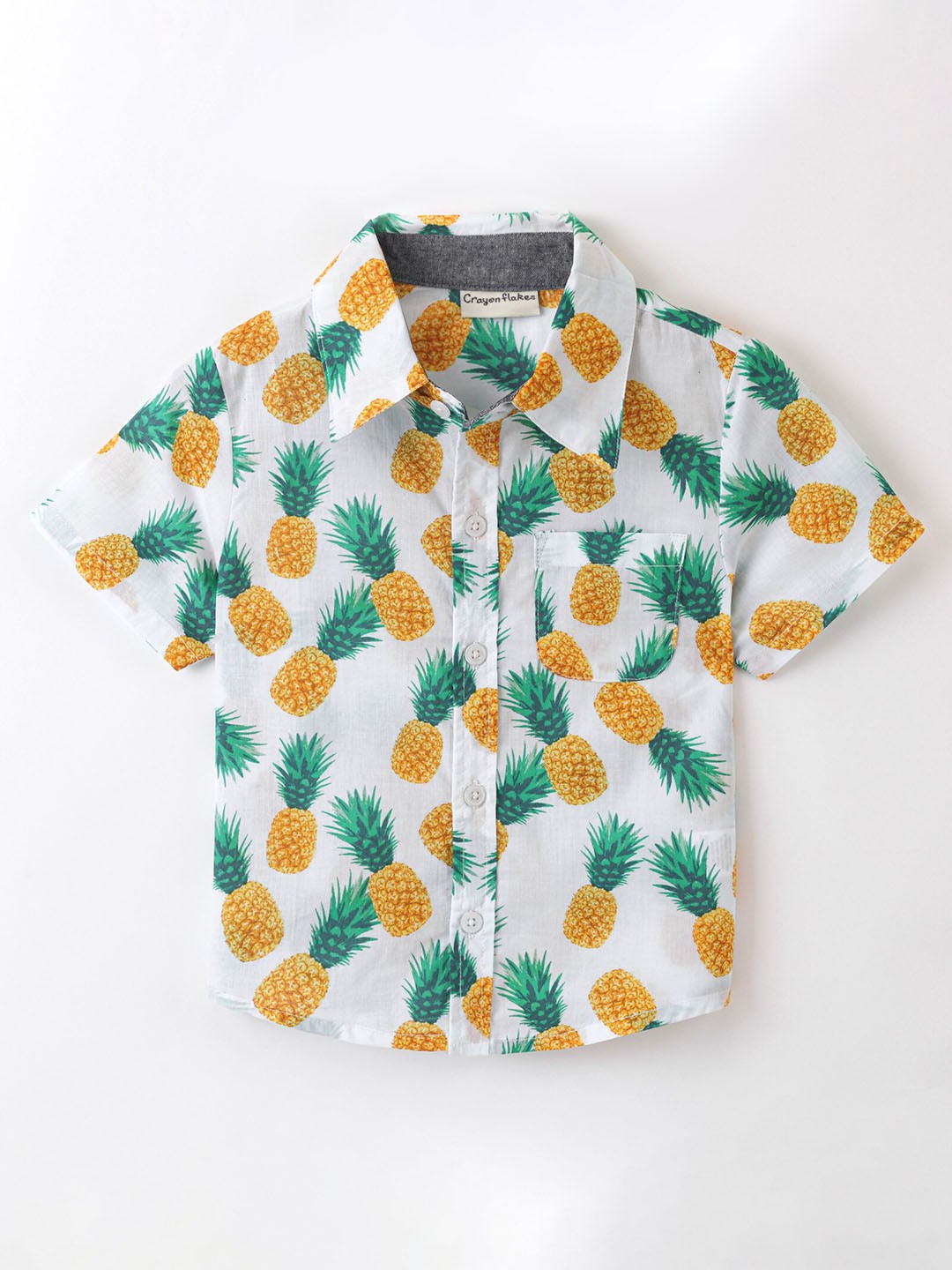 

CrayonFlakes Boys Conversational Printed Cotton Casual Shirt, White