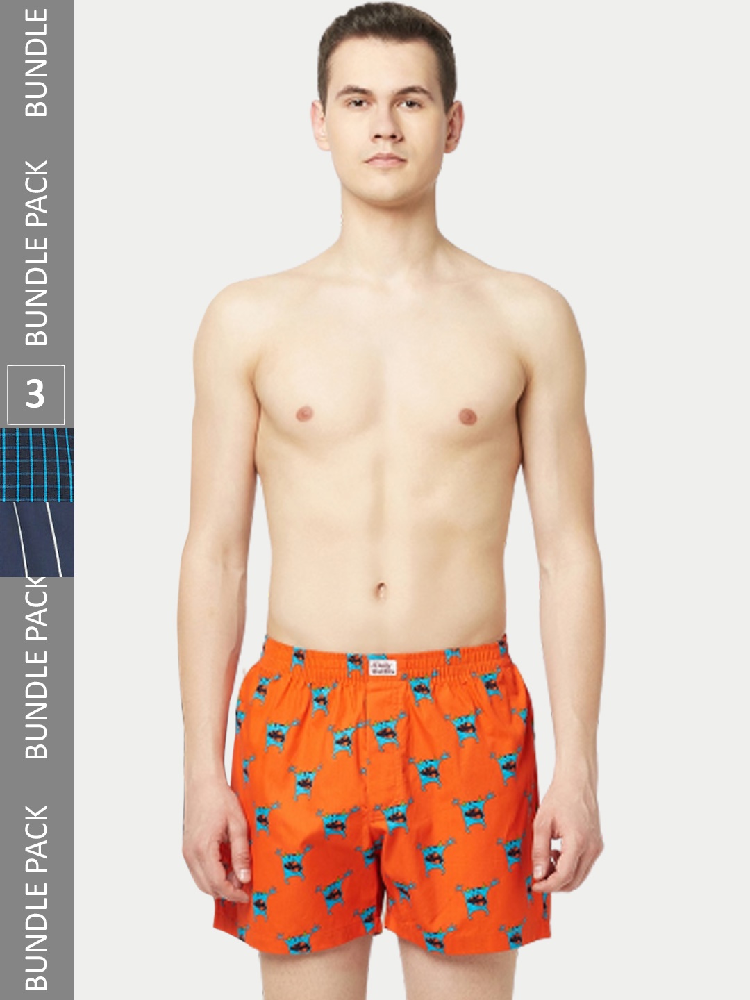 

THE DAILY OUTFITS Pack Of 3 Printed Cotton Boxers, Blue