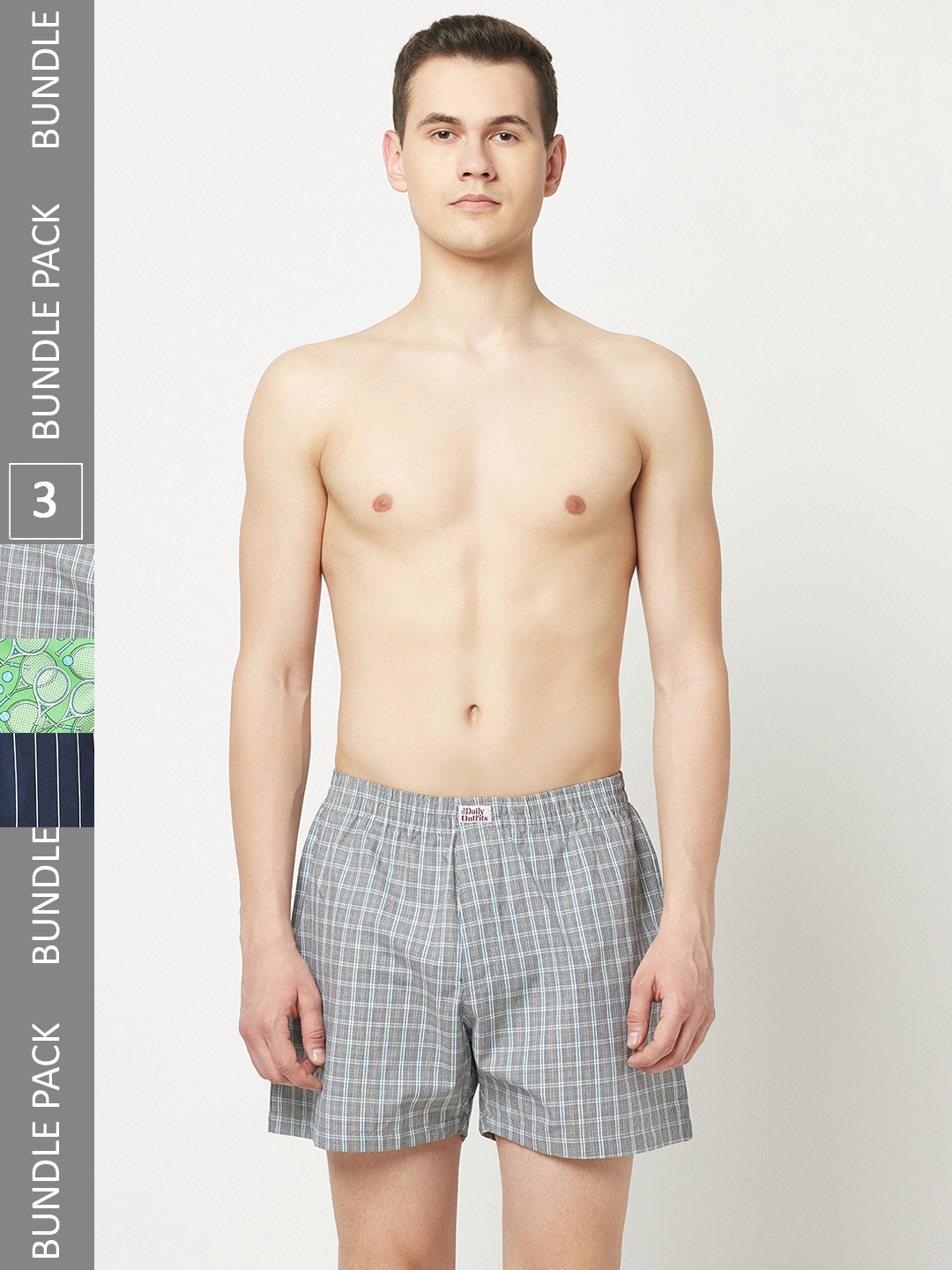 

THE DAILY OUTFITS Pack Of 3 Printed Cotton Boxers, Green