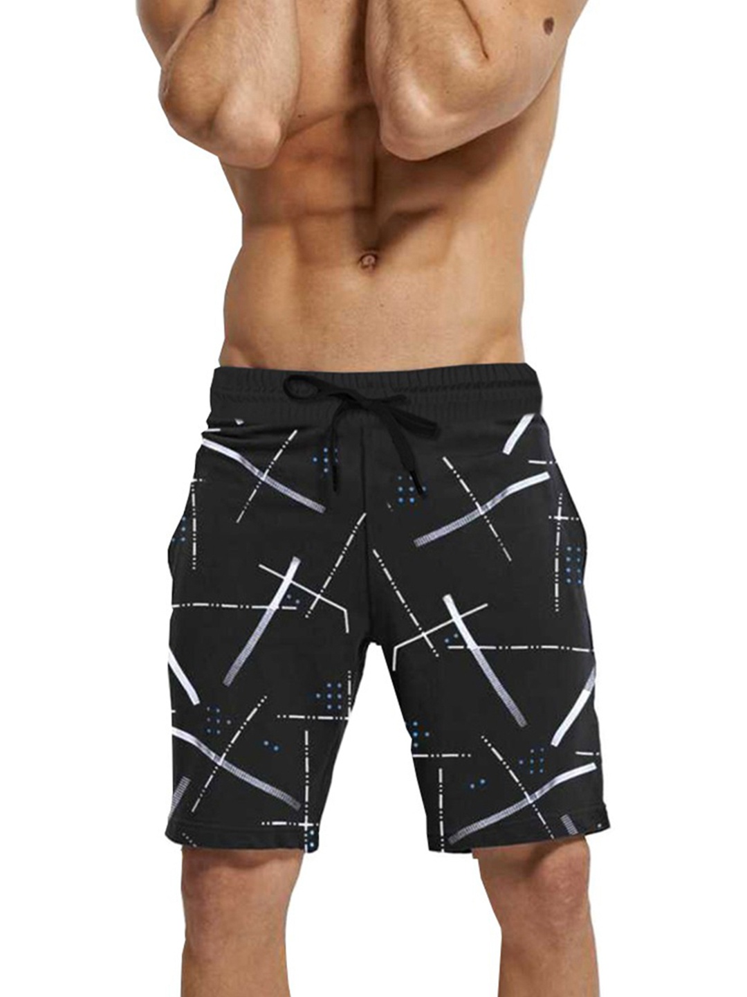 

TRIPR Men Pack Of 2 Abstract Printed Mid-Rise Cotton Regular Shorts, Black