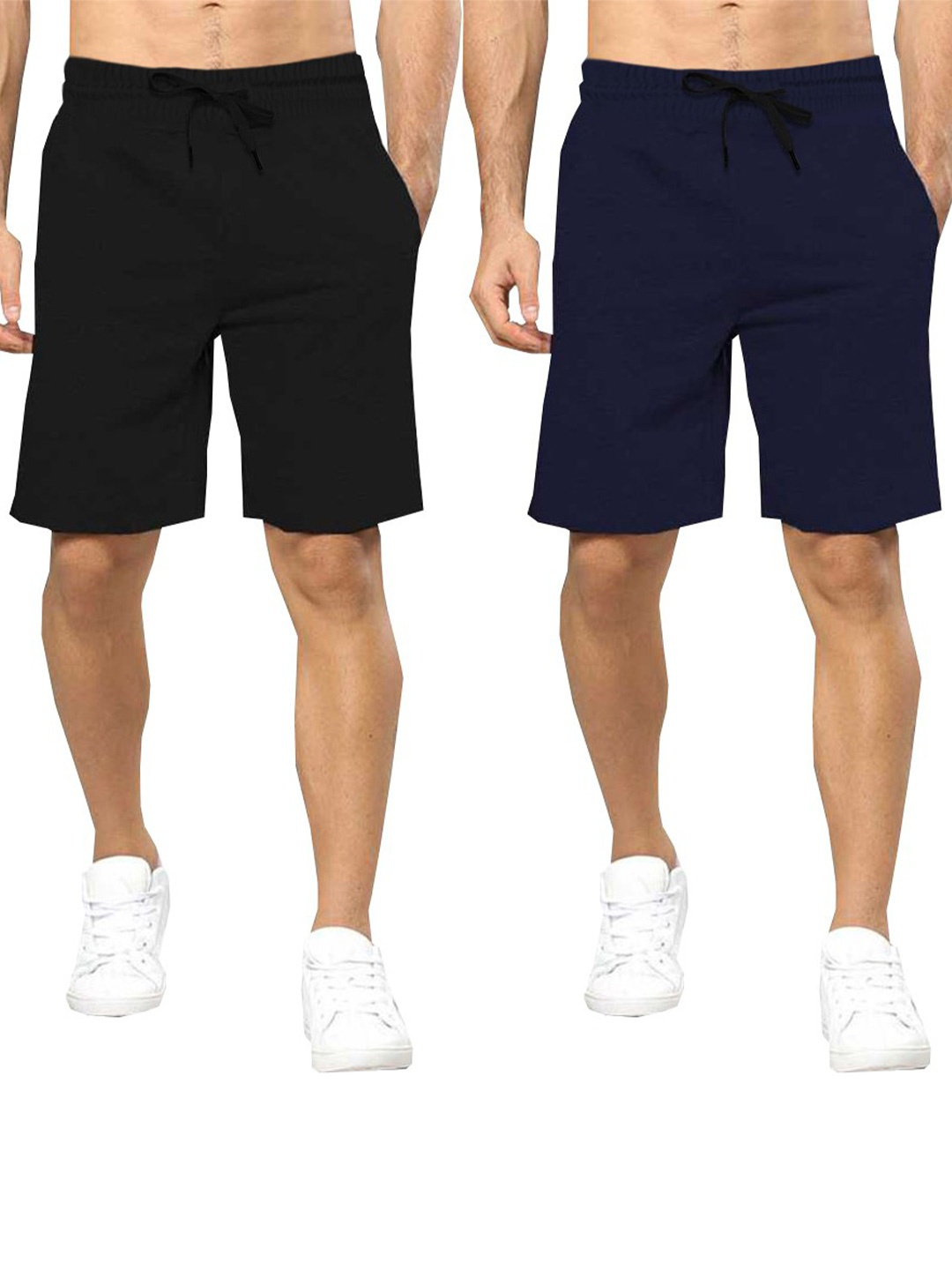 

TRIPR Men Pack Of 2 Mid-Rise Casual Cotton Shorts, Navy blue