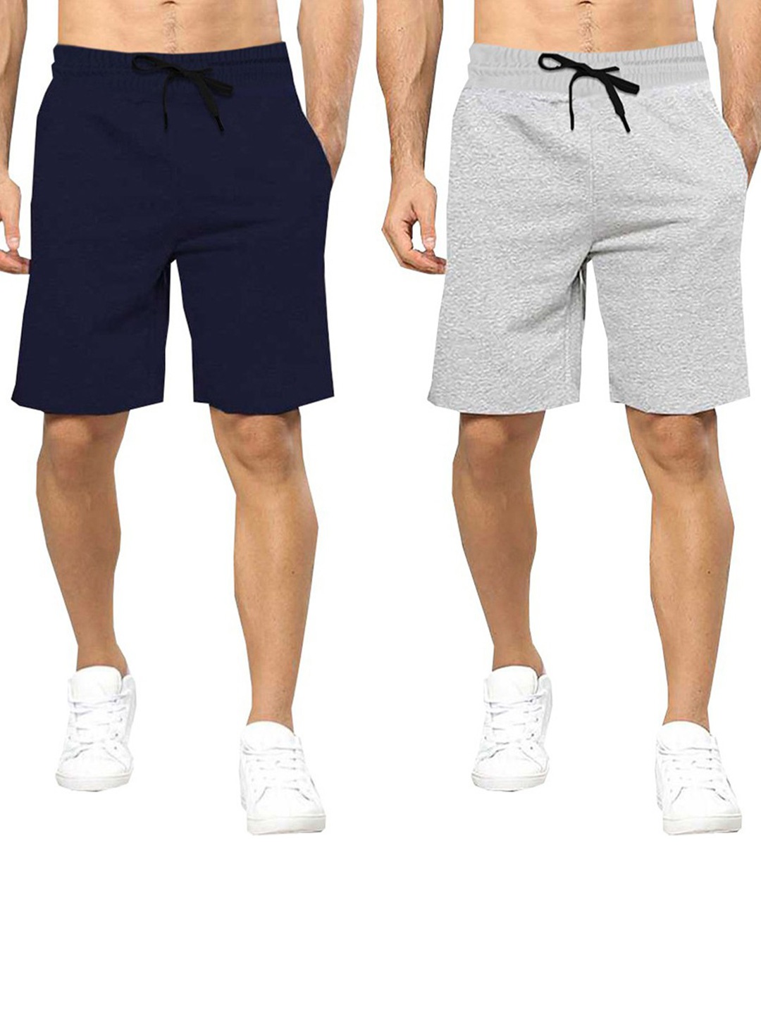 

TRIPR Men Pack Of 2 Mid-Rise Casual Cotton Shorts, Navy blue